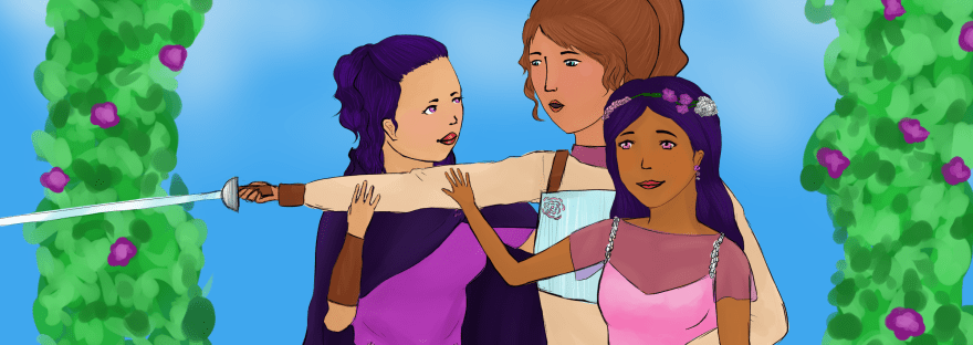 Three girls underneath a hedge, trapped in a love triangle