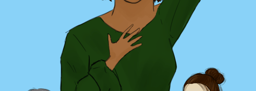 Cat in the middle looking worried. Bree and Anne are also featured